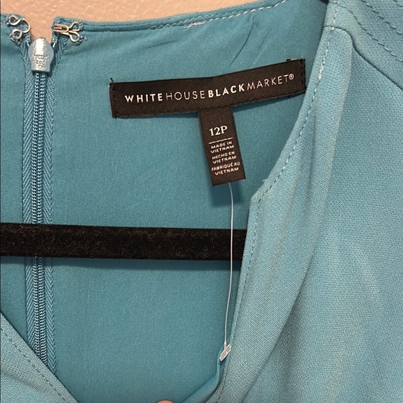 White House Black Market NWOT Belted Blue Sleeveless Dress 12P - Picture 3 of 4